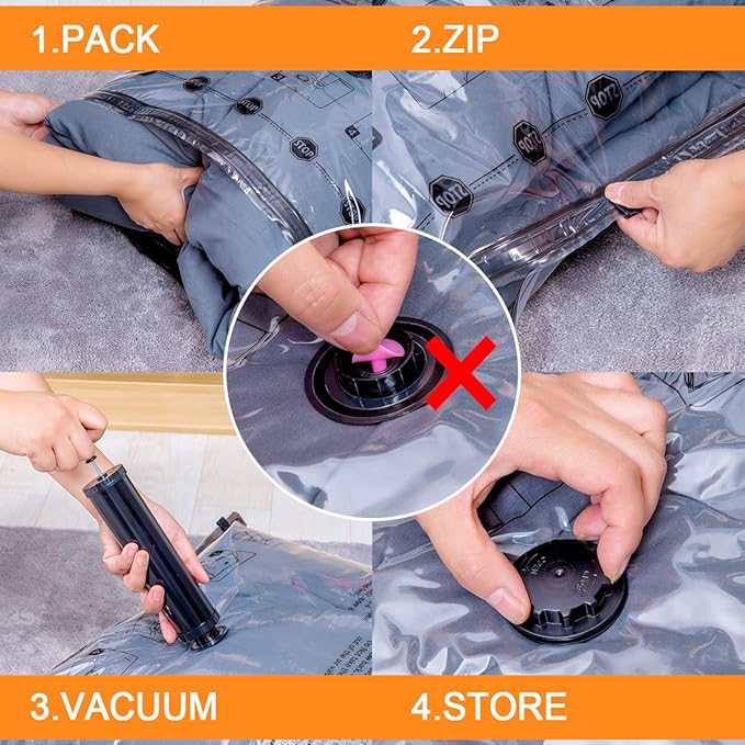 GONGSHI Vacuum Storage Bags, Space Saver Seal Bags For Clothing, Travel Luggage,Blankets, Comforters, Pillows, Clothes Storage.5 Medium 5 Small