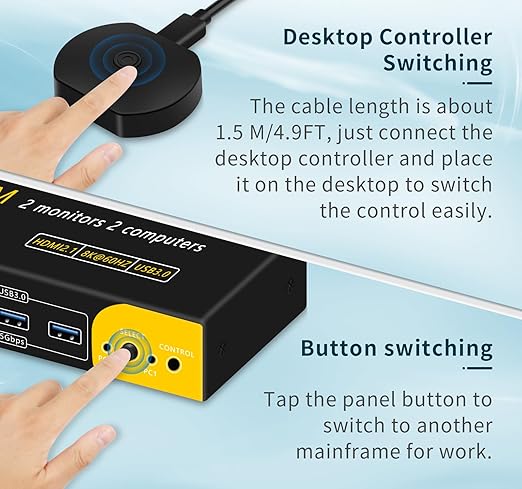 DP hdmi kvm Switch 2 Monitors 2 Computers Display Port,kvm Switch displayport with DP and HDMI kvm switches,8K@60HZ,USB3.0 with 1 USB C