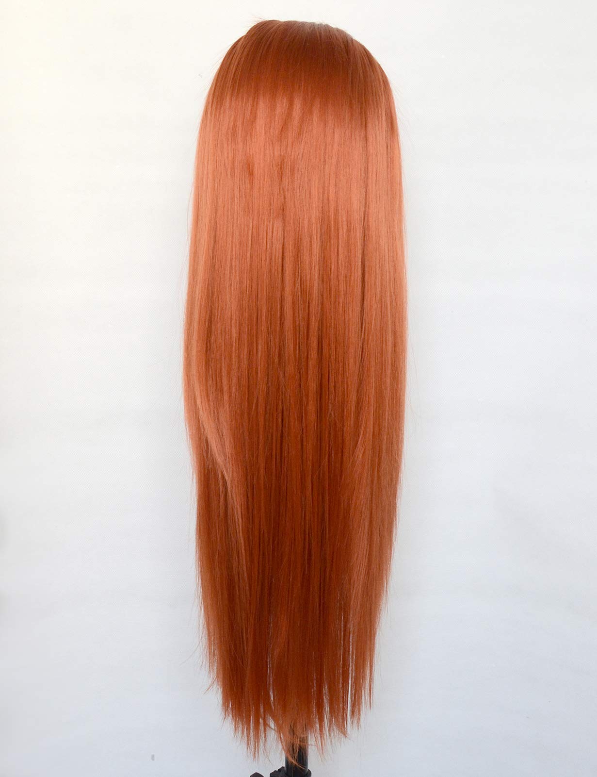 Luwigs #360 Copper Red Synthetic Lace Front Wigs Long Straight Ginger Red Half Hand Tied Replacement Wigs Heat Resistant Fiber Hair for Cosplay Daily Wear 22inch