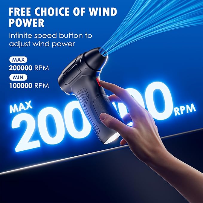Compressed Air Duster, Mini Blower, Turbo Fan, 200000RPM Electric Duster,Rechargeable Cordless Air Blower,Replaces Compressed Air Cans for Outdoor,Offices,Car,Crevice Cleaning,Keyboard Cleaning