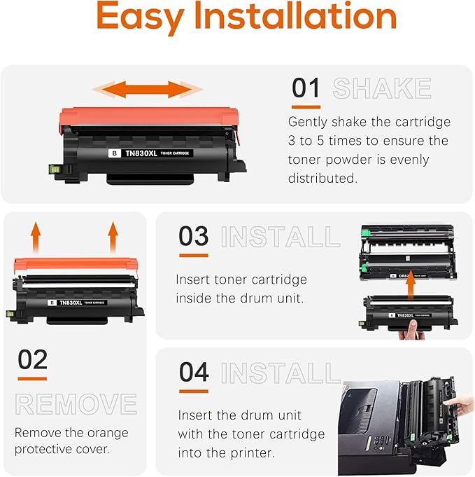 Jeostarky Compatible TN830XL Toner Replacement for Brother TN830XL TN830 XL Toner use with HL-L2460DW HL-L2405W HL-L2400D HL-L2480DW MFC-L2820DW MFC-L2760DW DCP-L2640DW MFC-L2900DW (Black,2 Pack)