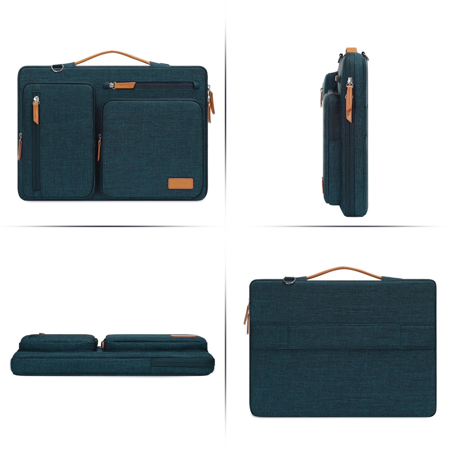MOSISO 360 Protective Laptop Shoulder Bag,17-17.3 inch Computer Bag Compatible with MacBook, HP, Dell, Lenovo, Asus Notebook,Side Open Messenger Bag with 4 Zipper Pockets&Handle, Teal Green