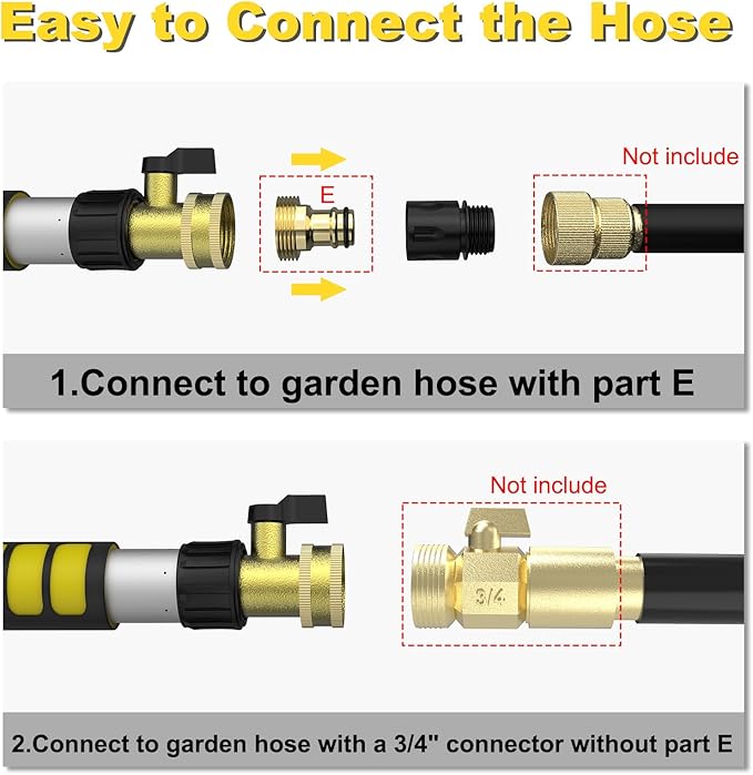 Buyplus 16FT(24FT Reach) Telescopic Gutter Cleaning Tools from The Ground, Rain Gutter Cleaners Tool with 360Â°Rotatable Metal Nozzle, Extension Pole, Hose Attachment, Watering Wand for Garden Hose