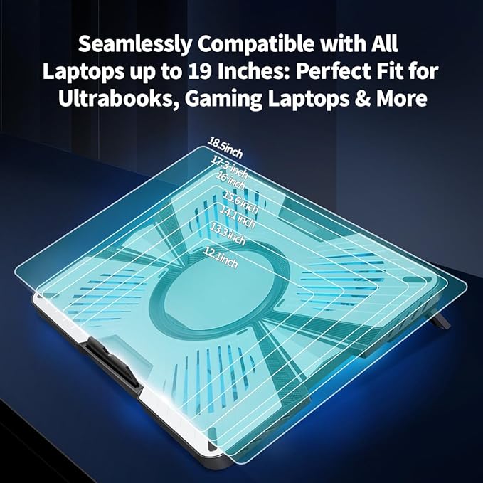 Yiodelu Thermoelectric Laptop Cooling Stand with 5 Fans - Adjustable Height for Laptops up to 19", Compatible with MacBook, Alienware, ROG & Gaming Laptops