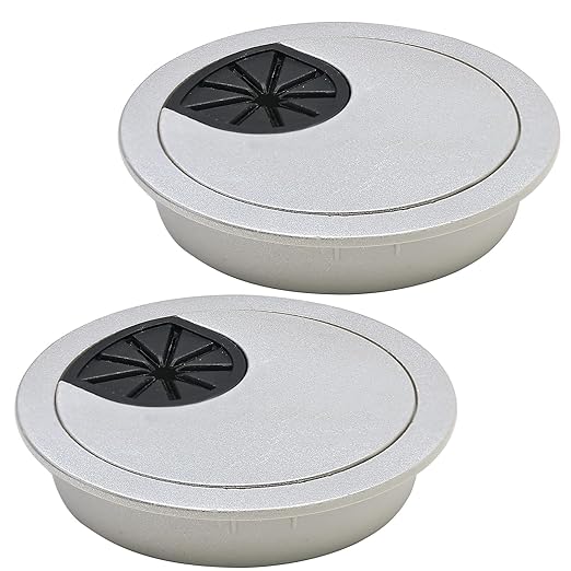 BOPOREAE Desk Grommet 3-1/8" (80 mm), Desk Cord Hole Cover, Cable Grommet ABS Plastic, Desk Hole Grommet for Office and Home Table Cable, Detachable Cable Cord Organizer (Silver Sand 2 Pcs)