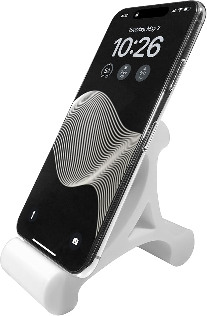 Mica Design Company Skalene Phone Stand - 100% Silicone Rubber, Adjustable Phone Holder, Prop, Rest - Desk, Office, Home, Kitchen Accessory (Arctic White)
