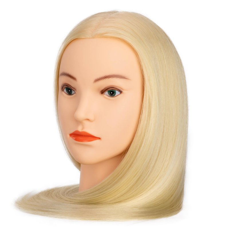 Mannequin Head 80% Human Hair, Blonde Hair Cosmetology Mannequin Head Hairdressers Practice Braiding Head for Hair stly (#613 Blond)