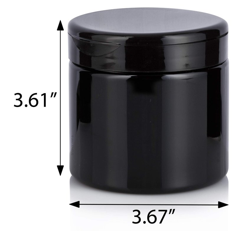 JUVITUS (6 Pack) 16 oz Black PET Plastic Refillable Jar with Black Flip Top Cap + Labels