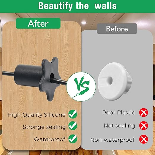 EASYEAH 6pc Starlink Cable Grommet 5/8" Silicone Waterproof Wall Hole Pass Through Split Cable Bushings for TV Wire Ethernet Cord, Starlink Cable Routing Kit Accessories, 27.6mm/1.09" Ht, Black