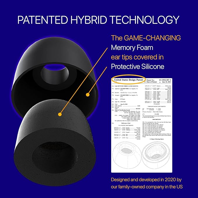AirFoams Pro Universal Memory Foam Ear Tips w/Silicone Shield Patented for Sony WF-1000XM4, Beat Fit Pro, Beats Studio Buds, Buds 2 Pro, Jabra, Beats Flex. Replacement. Kickstarter. (SML)