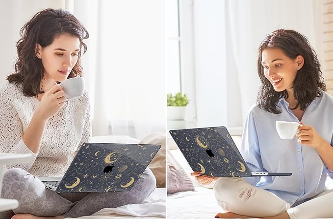 Tuiklol for MacBook Pro 14 Inch Case 2026 2025 2024 2023 2022 2021 Release M5/M4/M3/M2/M1 A2442 Pro/Max,Hard Shell Case with Screen Protector for Touch ID, Moons and Stars