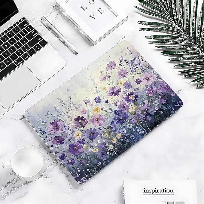 COTAIL Compatible with MacBook Air 13.3 13.6 Inch Case 2022 2021 2020 2019 Plastic Hard Shell Case Cover,13.3 Pro(A1706/A1708/A1989/A2159/A2289/A2338), Purple Wildflowers