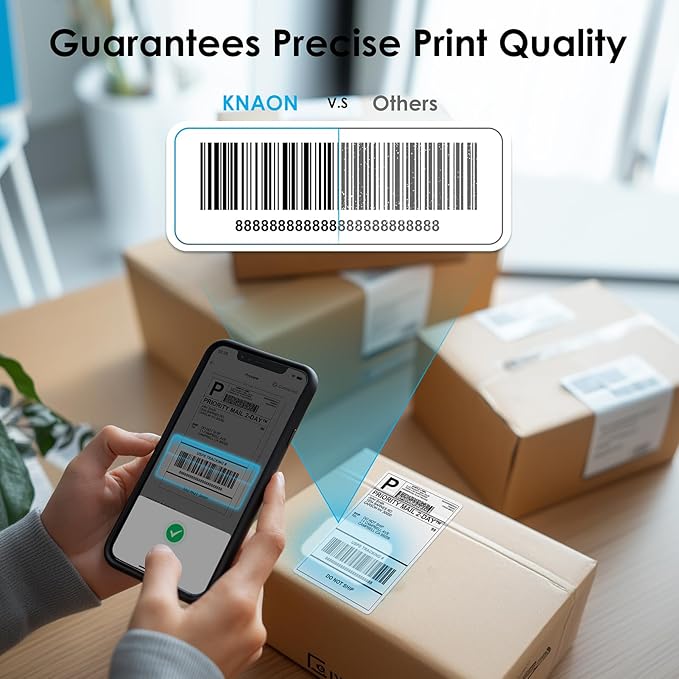 KNAON Shipping Thermal Label Printer, 4x6 Portable Label Printer, Bluetooth Label Maker for Small Business, Support iPhone,Android,Windows,Mac,Chromebook,Works with USPS, Etsy,Shopify&More, Black