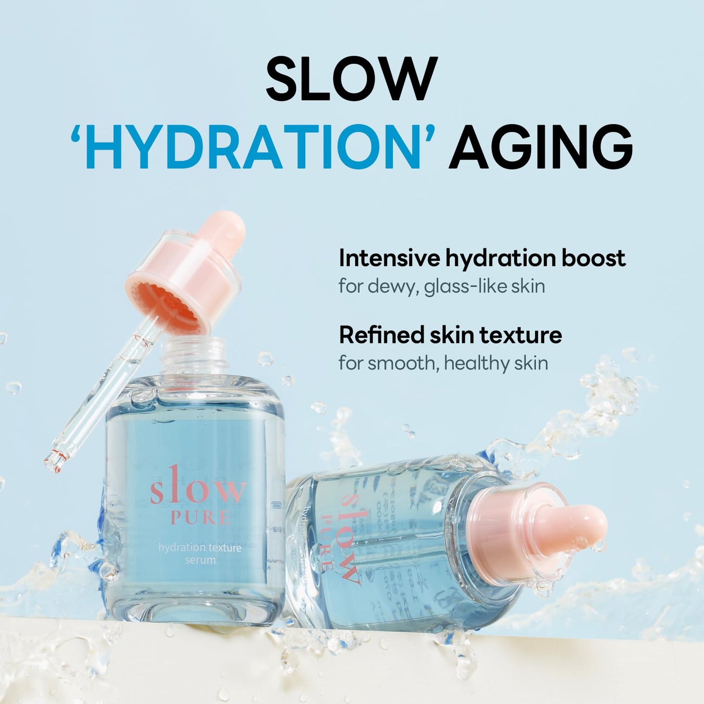 slowPURE Hydration Texture Serum - 80% Birch Sap, 7-Layer Hyaluronic Acid & Ectoin, Slow-aging Korean Skin Care Watery Serum for Deep Hydration and Smooth Texture, 1.69 fl.oz