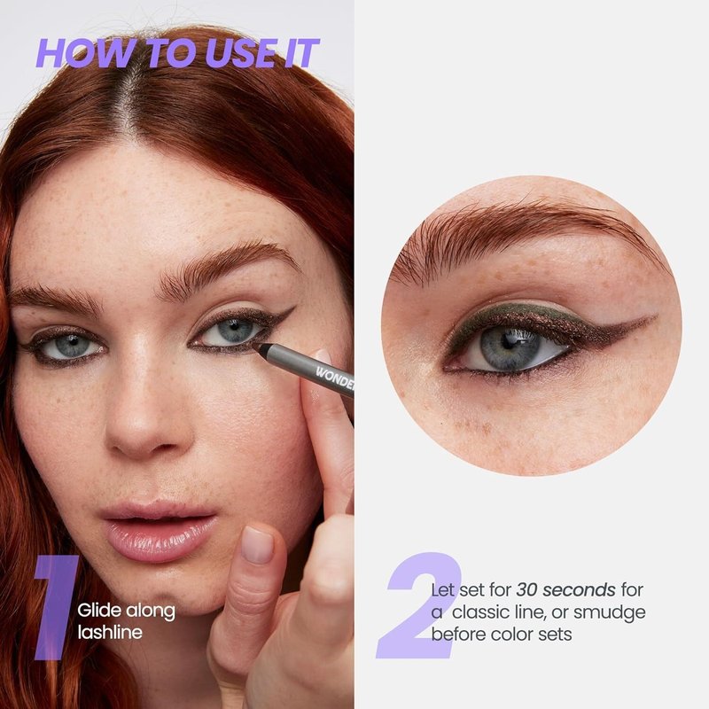 Wonderskin 1440 Longwear Blue Eyeliner Pencil, 2 Pack - Waterproof, Sharpenable Eyeliner Pencil & Smudge Proof Blue Eye Liner Pencils (Aqua)