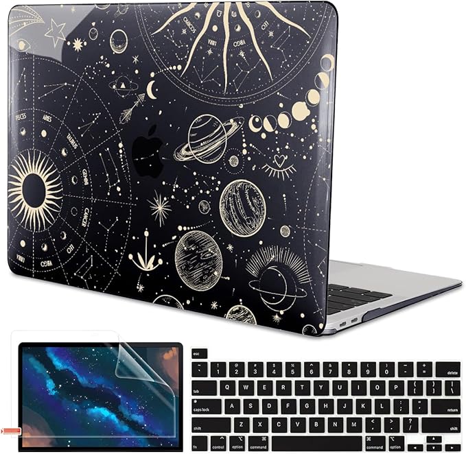 LCMOCICO Compatible with MacBook Pro 13 inch Case 2022 2021-2016 A2338 M2/M1 A2251 A2289 A2159 A1989 A1706 Model, Pattern Plastic Hard Shell Keyboard Cover Screen Film Webcam Cover, Constellation
