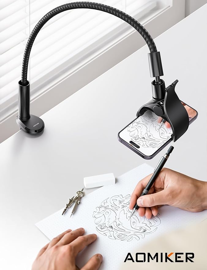 Aomiker Gooseneck Phone Holder for Bed - [Unique Nylon Braid] 38” Long Flexible Lazy Arm Clip, 360 Adjustable Overhead Phone Mount for iPhone 15 14 13 12 11 Pro Max Mini Plus, All 4-7" Cellphone