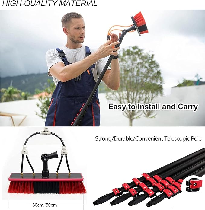 Solar Panel Cleaning Brush Window Cleaner Kit, Photovoltaic Panel Cleaning Telescopic Window Cleaner, Suitable for Cleaner Conservatory Roof Photovoltaic Panel Cleaning 6