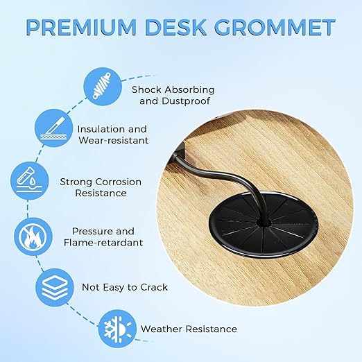 BOPOREAE 25 Pcs Cable Grommet, Snap Bushing 1-1/8" (28 mm) Mounting Diameter, Flexible Petal-Shaped Buckle Round Nylon Desk Grommet for Wires Through Countertop Cord Organizer and Protection, Black