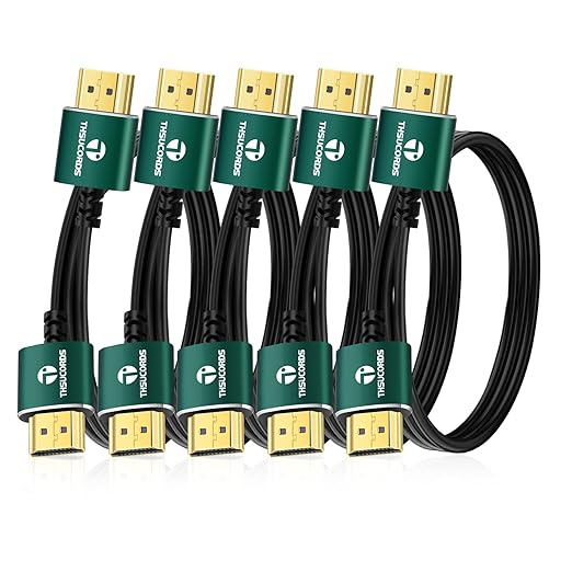 Thsucords Slim HDMI Cables 3.3FT 5Pack, Ultra Soft & Thin HDMI to HDMI Cord, Extreme Flexible & Skinny HDMI Wire Supports High Speed 4K@60Hz 18gbps 2160p 1080p