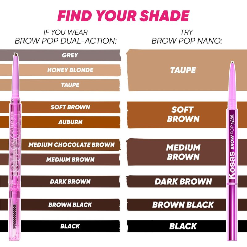 Kosas Brow Pop Eyebrow Pencil – Brow Pencil with Spoolie, Brown Black