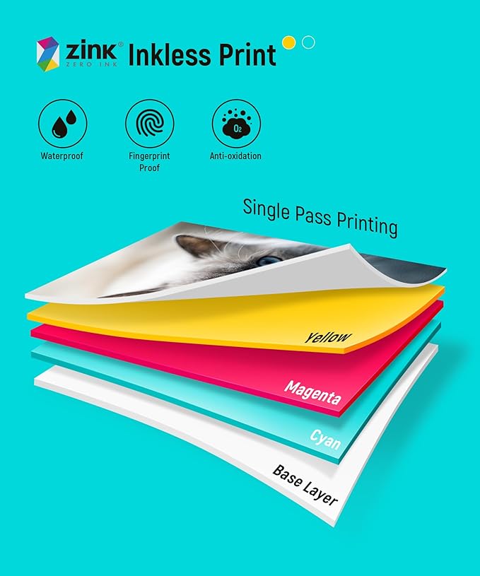 Liene Zink Pearl K100 Photo Paper 2x3″ 50 Sheets, Premium Photo Printer Paper w/Adhesive Back, Waterproof, Smudge Proof, Tear Proof, Instant Photo Paper Compatible w/Liene 2x3″ Photo Printer Scrapbook