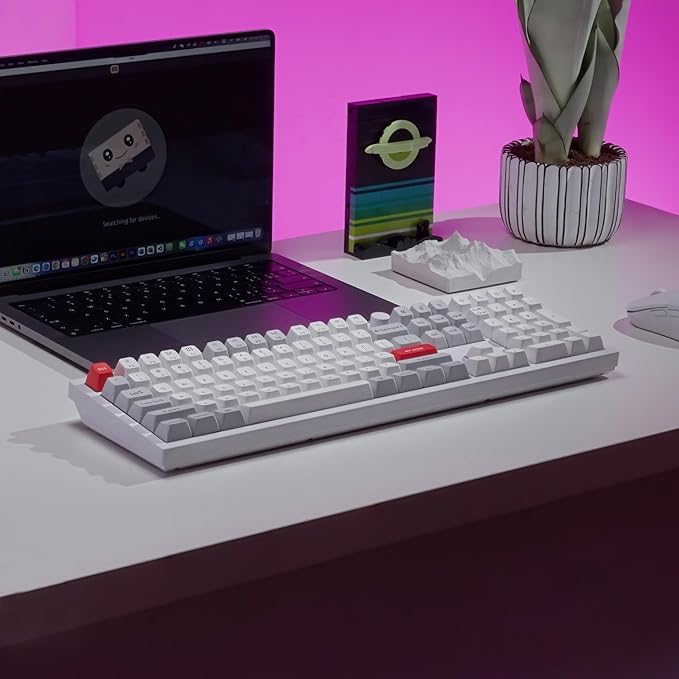 Keychron Q6 Pro Full Aluminum RGB Wireless/Wired Custom Mechanical Keyboard, Full-Size QMK/VIA Programmable Knob KSA Double-Shot PBT Keycaps Hot-Swappable Red Switch, Mac Windows Linux-White
