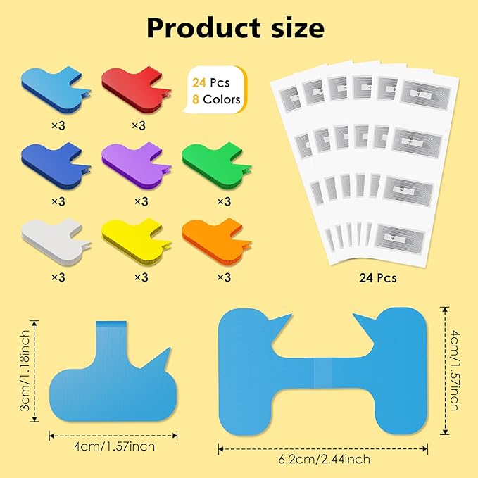 24-Pack Smart NFC Cable Labels with Blank Stickers, Programmable Reusable Wire Tags for Electronics, Cord ID & Cable Management for Automation, IT Server - Oval