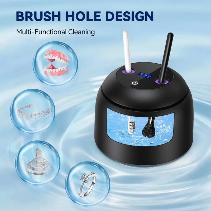 Ultrasonic Retainer Cleaner Machine - 45±3kHz Frequency,with Digital Timer, Auto Lift Tray,UVC+UVA Lamp,IPX6 & SUS304 Tank,Dental Clean Pod for Denture,Aligner,Jewelry,Toothbrush