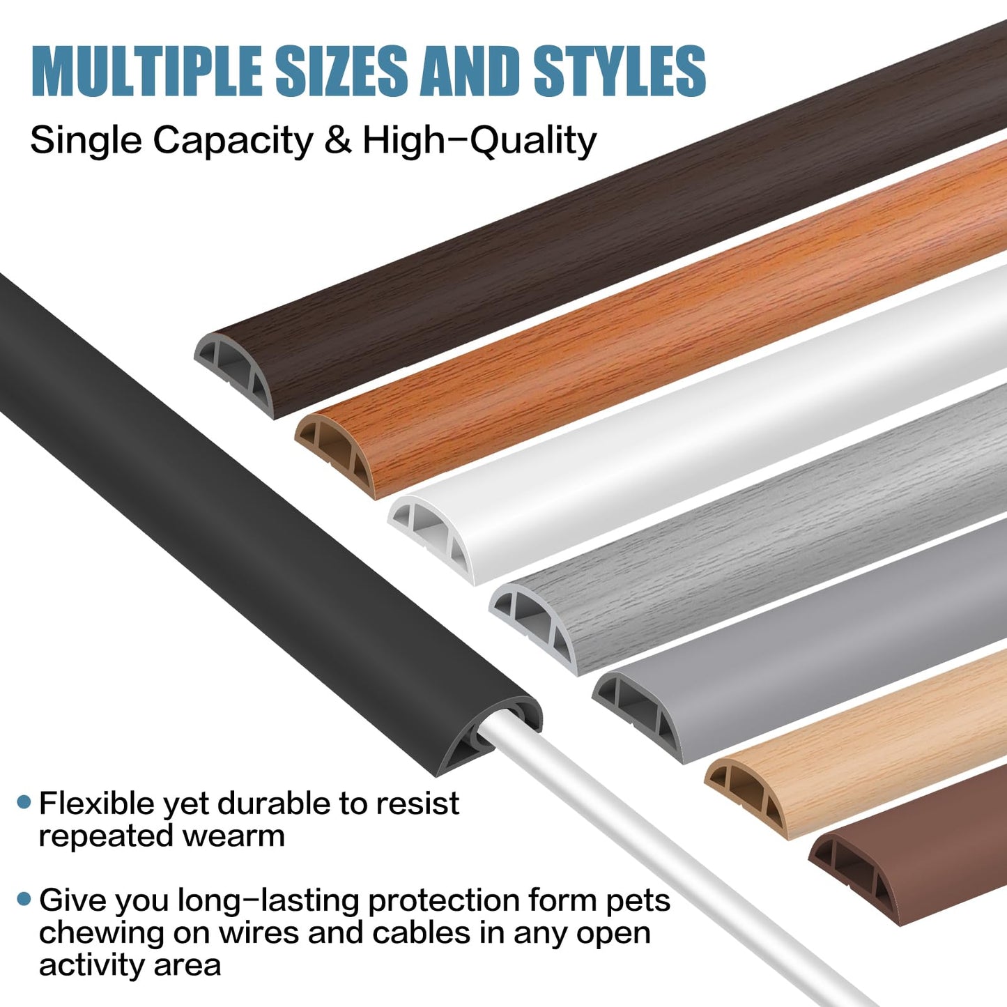 Floor Cord Covers for Wires 6FT Cable Hider Wire Cover Self Adhesive Cord Hider Floor for Offices, Homes, Workshops, Warehouses Cable Cavity 0.3" W x 0.3" H