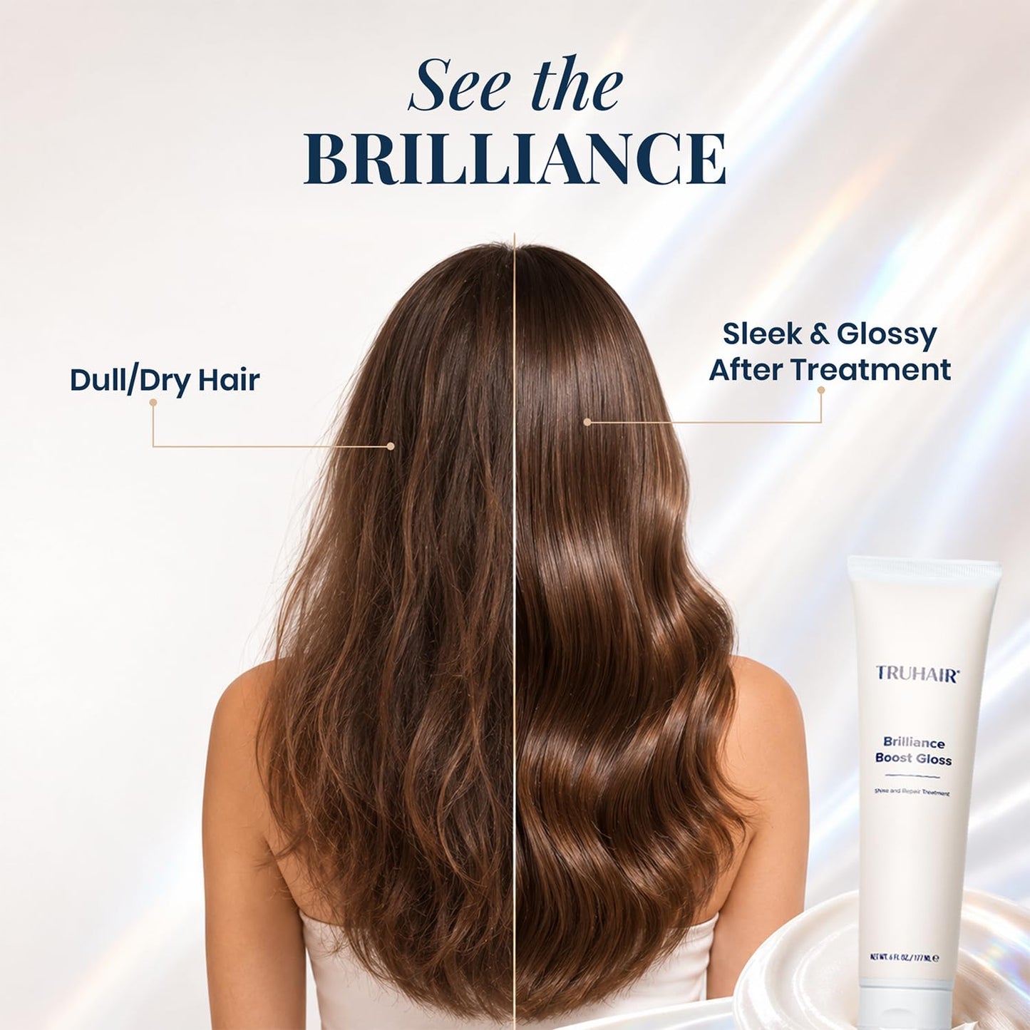 Truhair Brilliance Boost Gloss Shine & Repair Mask | Paraben & Sulfate Free, Clear Hair Gloss Treatment for Glossy Shine, Radiance & Smooth Finish | Hydrating Glossing Treatment for Hair - 6 Fl Oz
