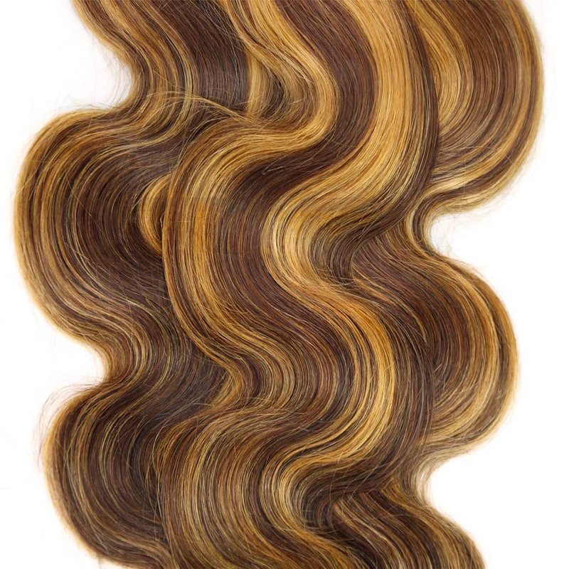 P4/27 Highlight Blonde Bundles Human Hair Body Wave Bundles 20 20 20 Inch Human Hair Brazilian Hair 3 Bundle Brown Unprocessed Virgin Remy Hair Extensions 50 Gram Per Bundle