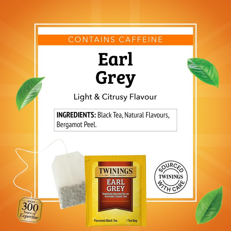 Twinings Earl Grey Black Tea Individually Wrapped Bags, 20 Count (Pack of 2), Flavoured with Citrus and Bergamot, Caffeinated, Enjoy Hot or Iced, 20 Teabags