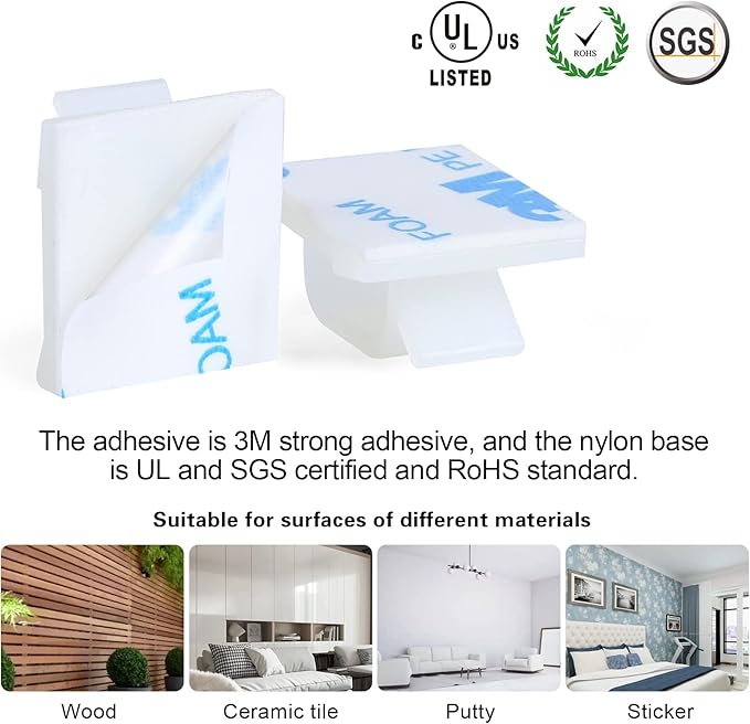 120PCS XHF Adhesive Cable Wire Clips White, Cable Staples Outdoor Cable Management Wire Organizer Cord Holder for Under Desk, Car, Wall, TV PC Ethernet Cable