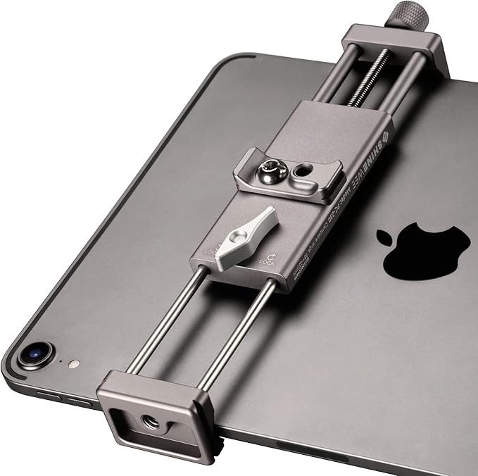 SHINEWEE Full Metal Tablet Tripod Holder - Compatible with iPad mini/Air/Pro | 1/4" Screw & Arca-Swiss Dovetail Mounts | Universal Tablet Clamp Adapter