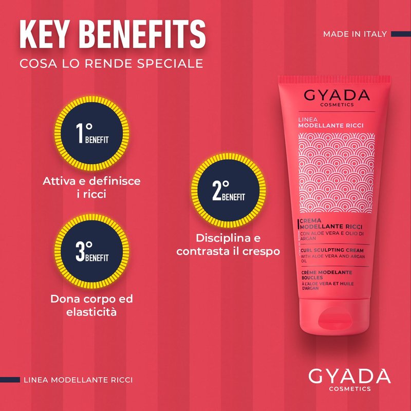 GYADA Curl Defining Cream - Styling Leave In Product for Curly And Wavy Hair with Frizz Control & Moroccan Argan Oil - Vegan & Green Formula - Cruelty Free - 6.76 fl oz