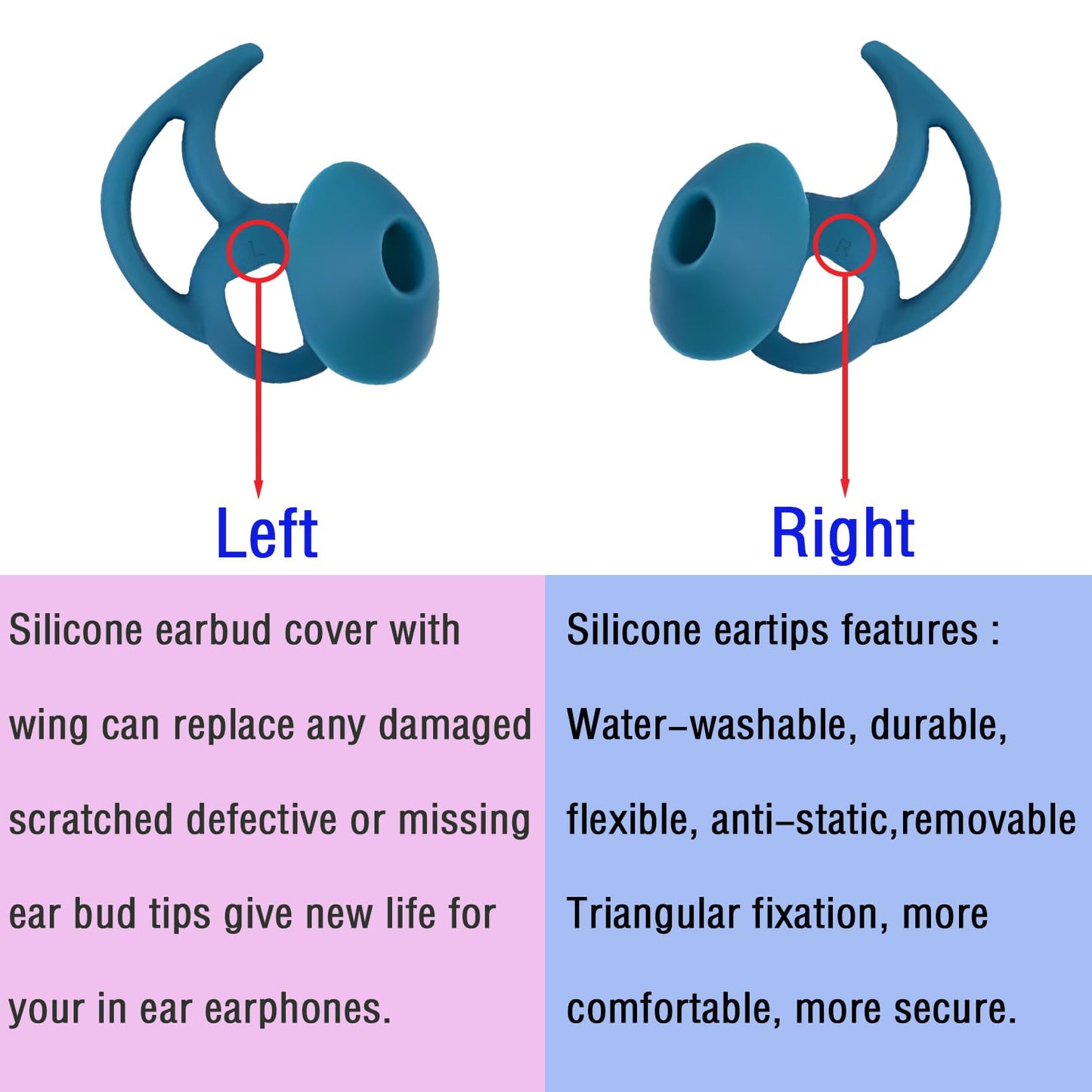 WKYMY Ear Bud Pads Replacement Ear Tips Silicone Earbud Tips Compatible with Bose Quietcomfort and Sport Headphone Rubber Tips Earbud Covers Eartips 3 Pairs S M L Blue