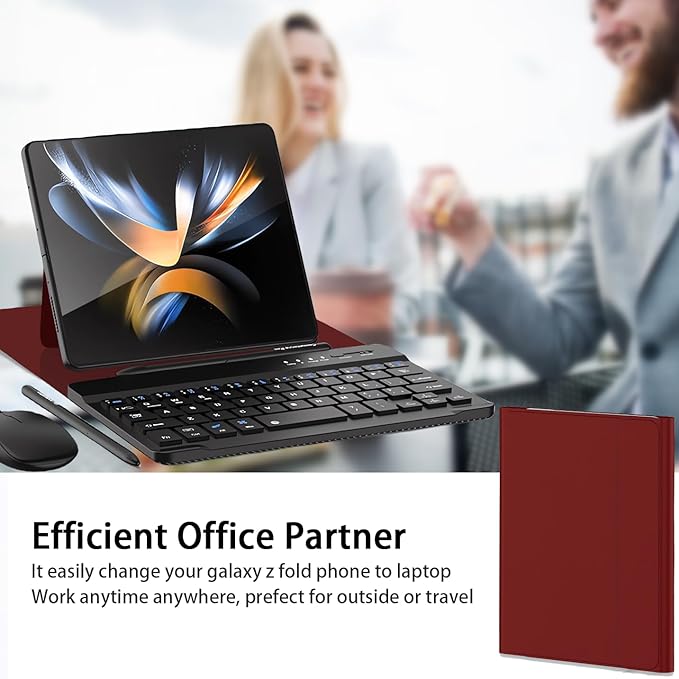 voppton for Samsung Galaxy Z Fold 7 6 5 Keyboard and Mouse, Portable Mini 7.9 inch Bluetooth Keyboard with Leather Case and Capacitive Pen, 4 in 1 Set for Z Trifold Fold7 Accessories