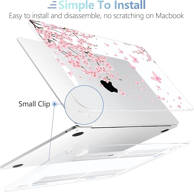 MEEgoodo Case for M5/M4/M3/M2 MacBook Air 13 inch Case 2026 2025 2024 2022, Fit Model A3449/A3240/A3113/A2681, Laptop Hard Shell Compatible with MacBook Air 13.6-inch, Cherry Blossoms
