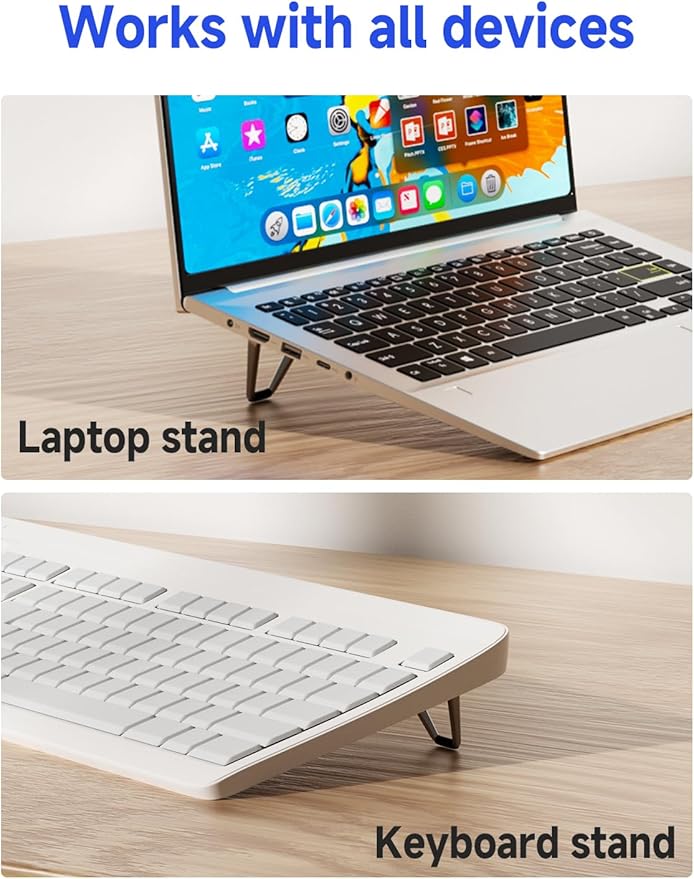 HYDOOD Portable Laptop Stand, Mini Aluminum Keyboard Riser,Foldable Cooling Pad,Ergonomic Adjustable Laptop Stand Holder for 11.6-17 Inch Laptops for MacB00k Air/Pro,Silver
