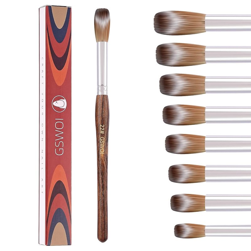 Kolinsky Acrylic Brush Size 22 - Professional Nail Application Tool with Wood Handle for Salons & DIY
