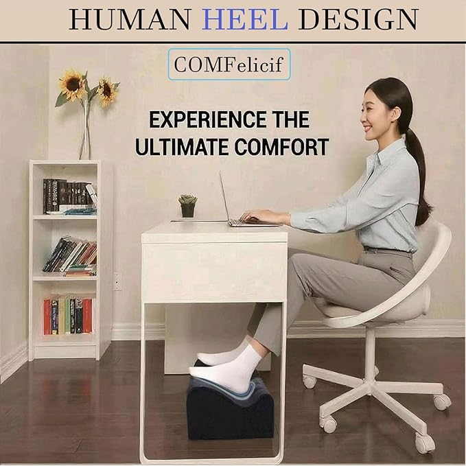 Foot Rest for Under Desk at Work,At Work Soft Ergonomic Footrest,Support Foot Pillow,Heel Chair,Leg Elevation Pillow,(Black)