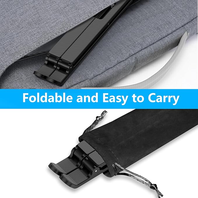 Gogoonike Adjustable Laptop Stand, Portable Laptop Riser for Desk, ABS+Silicone Foldable Ventilated Cooling Notebook Holder Stand for 10-15.6” Laptops, Tablets