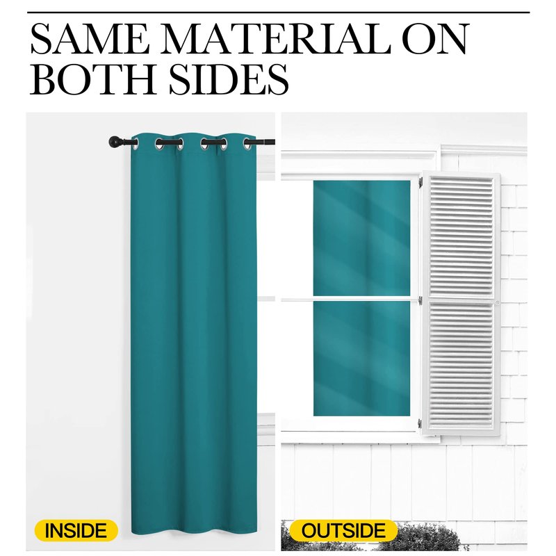 NICETOWN Room Darkening Curtains 68 inch Length 2 Panels, Thermal Insulated Grommet Blackout Curtains for Modern Casual Elegant Bedroom Kids Room Theme Decoration (Peacock Teal, 2 Pieces, W55)