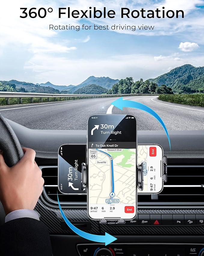 MRGLAS 2026 Upgraded for MagSafe Vacuum Car Phone Mount, 2800gf Strong Magnetic Phone Holders for Your Car, 360° Adjustable 98LBS Suction Cup Car Mount, Car & Truck Accessory for iPhone 12–17 Pro Max