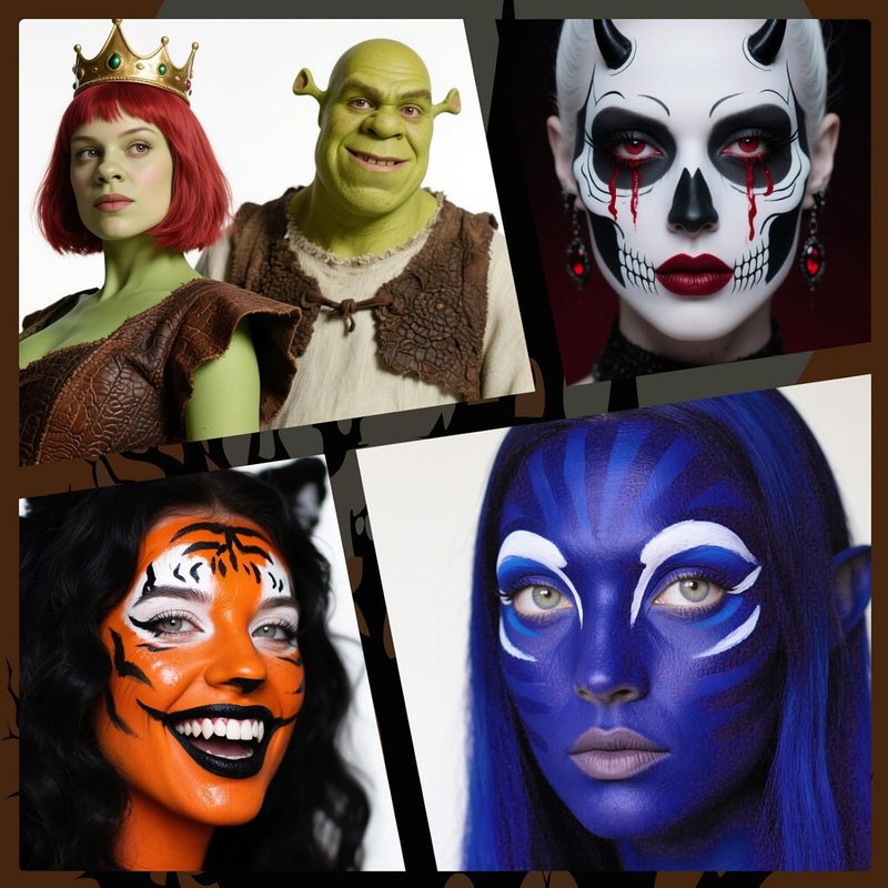 Face Body Paint Stick Set - Black, White & Light Blue | Full Coverage Halloween Makeup with Translucent Powder & Sponges