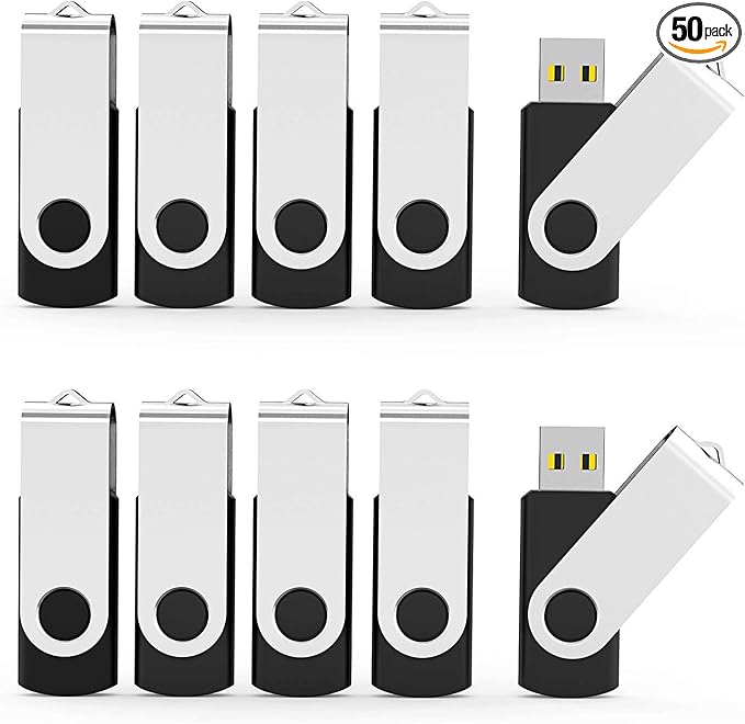 Aiibe 32GB USB Flash Drive 50 Pack Lot USB 2.0 Thumb Drive 32GB Flash Drive Bulk USB Drives Memory Stick Zip Drives Wholesale, 50Pcs Black