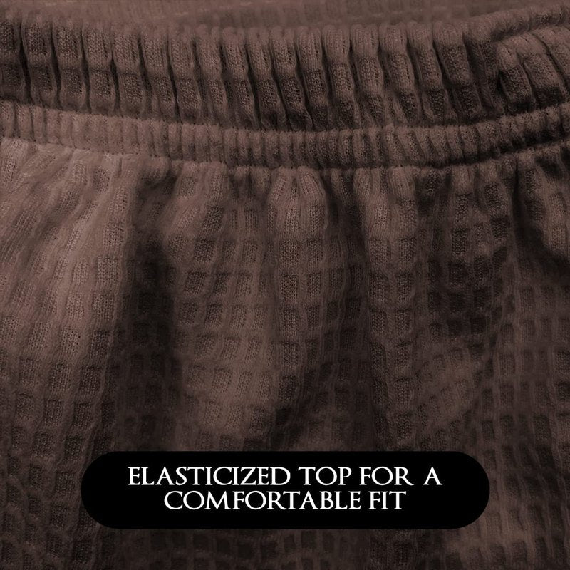 Canyon Rose Waffle Weave Long Spa Wrap, Simple Body Wrap, Luxurious Waffle Weave Knit, One Size Fits Most, Generous Length, Elasticized Top with Touch-and-close Fasteners at Top and Waist, Brown