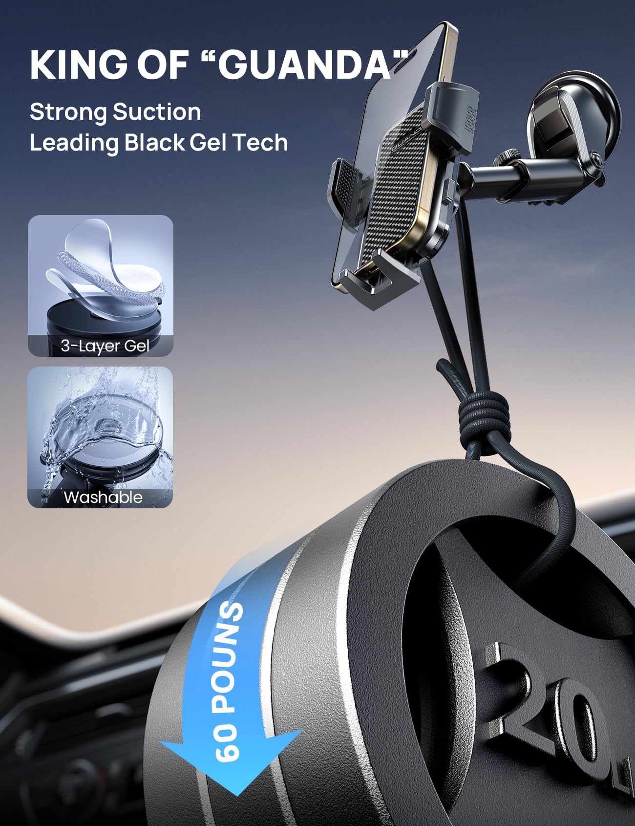2026 Ultimate Car Phone Holder Mount (+Air Vent Clip) [Military Grade Stable], 360° Rotatable Suction Cup Car Phone Mount for Dashboard Windshield ,Truck Cradle Stand for iPhone 17 16 Pro Max Samsung