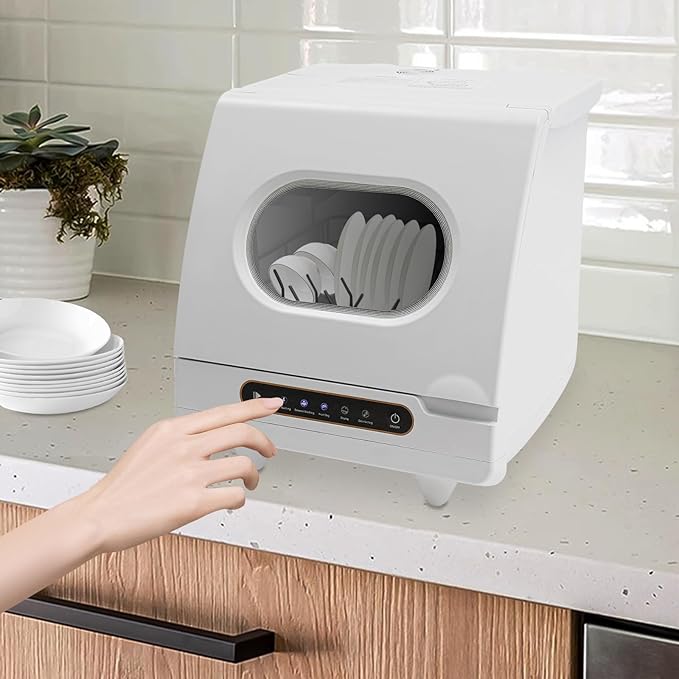 Portable Dishwasher Countertop, Compact Dishwashers with 5 Washing Programs, Mini Dishwasher Countertop with Hose for Clean Dishes, Knives, Forks, 洗碗机